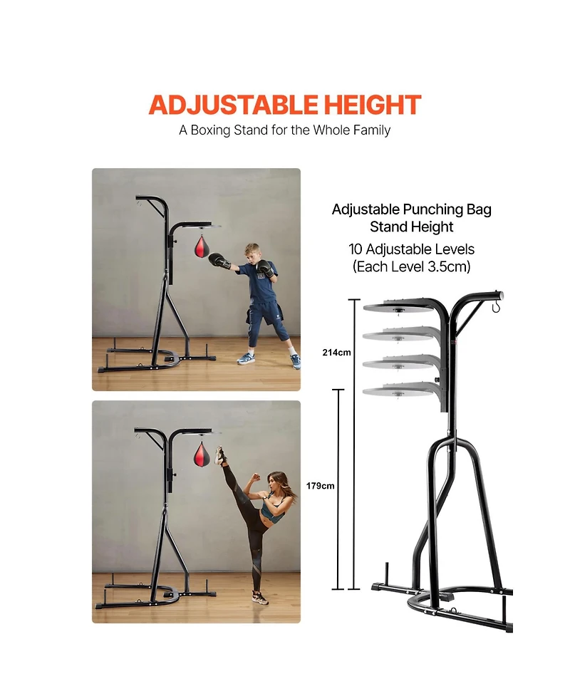 Vevor 2 in 1 Heavy Duty Punching Bag Frame Boxing Punching Fitness Stand Steel