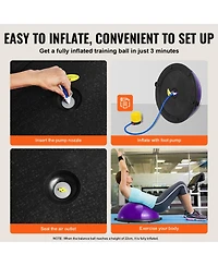 Vevor 23" Half Exercise Ball Trainer Yoga Balance Stability Ball Resistance Band