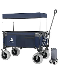 Streamdale FurnitureFoldable Heavy-Duty Utility Wagon Cart with Canopy and Beach Tires