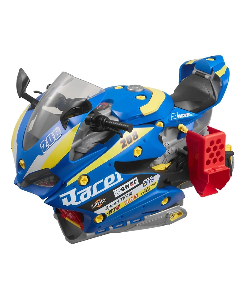 Slickblue Motorcycle Engine Lights-and-Sounds 25-Piece Tool Set Toy, Ages 3+