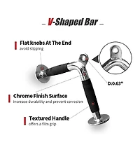 Sevorley 5-Piece Cable Machine Attachment Set with Triceps Rope, V Bar, Double D Handle, Lat Bar and Snap Hooks