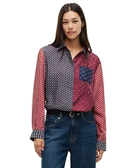 Tommy Hilfiger Women's American Icons Patchwork Long-Sleeve Shirt