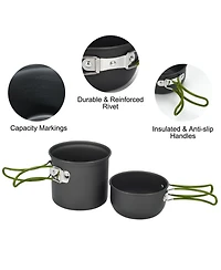 Piscifun Camping Cookware Set Non Stick Pots Stainless Steel Utensils Portable Outdoor Cooking Kit