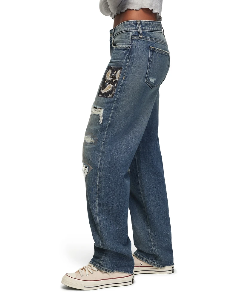 Lucky Brand Women's Legend Patchwork Baggy Mid-Rise Bootcut Jeans
