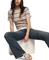 Lucky Brand Women's Fair Isle Crewneck Short-Sleeve Sweater