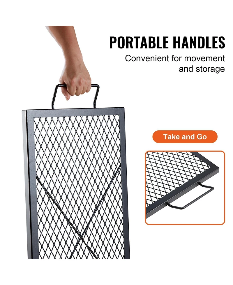 Vevor 32" Rectangle Cooking Grate Fire Pit Grill Grate X-Marks Heavy-Duty Steel