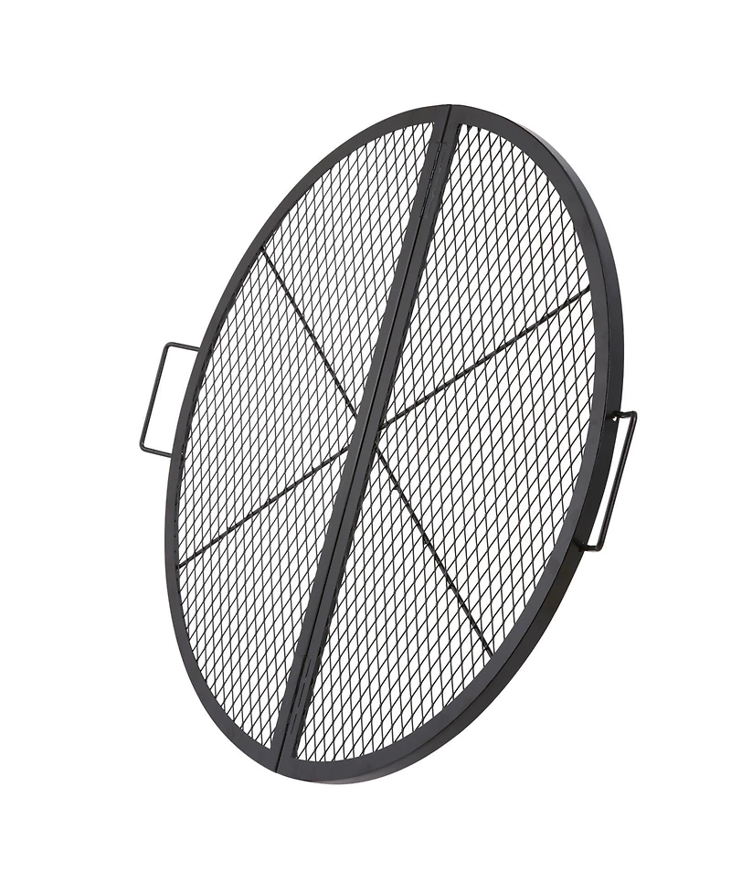 Vevor 36" Foldable Round Cooking Fire Pit Grill Grate X-Marks Heavy-Duty Steel