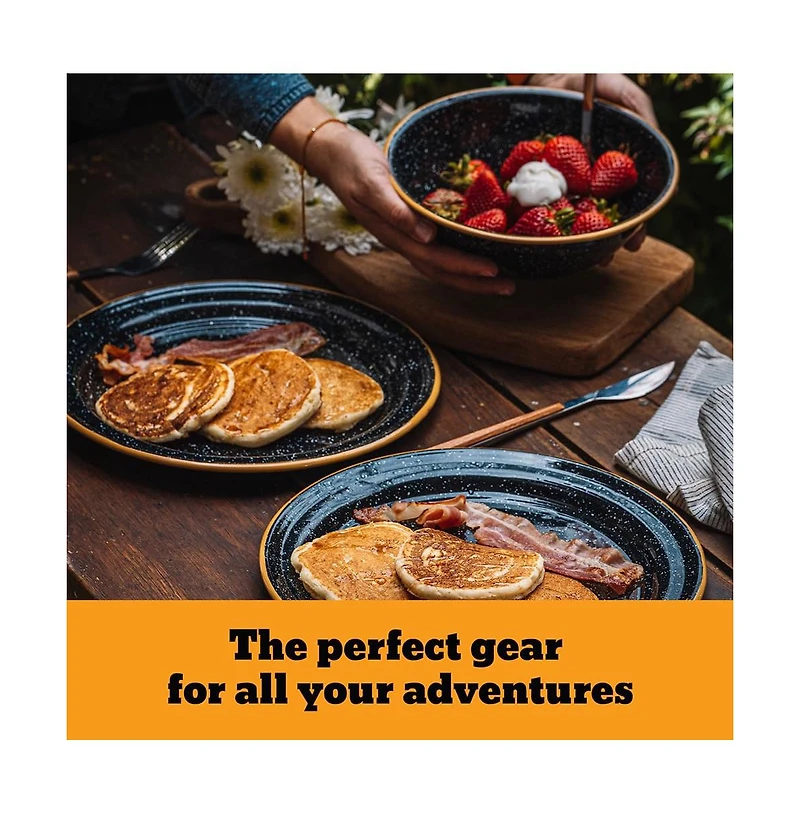 Piscifun 12 Piece Enameled Steel Camping Picnic Tableware Set Dishwasher Safe Oven Safe