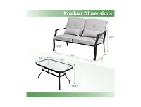 Boyel Living Outdoor Loveseat Chair Set with Coffee Table and Seat Back Cushions