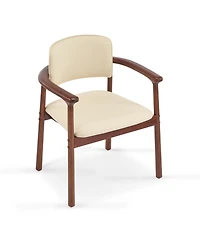 Flynama Set of 2 Pu Foam Dining Chairs, Dark Walnut Rubber Wood Frame 300lbs Weight Capacity