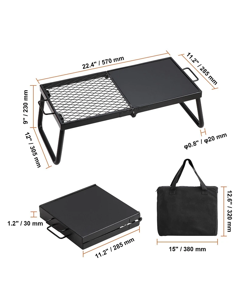 Vevor Folding Campfire Grill Portable Camping Fire Pit Steel Outdoor Bbq Picnic