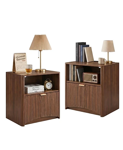Streamdale Furniture Nightstand Set of 2 with Charging Station and Drawer
