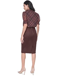 Tommy Hilfiger Women's Mock-Neck Short-Sleeve Plaid Blouse
