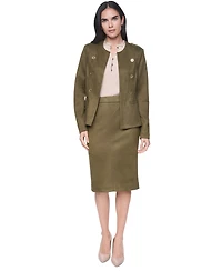 Tommy Hilfiger Women's Suede Collarless Band Jacket