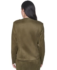 Tommy Hilfiger Women's Suede Collarless Band Jacket