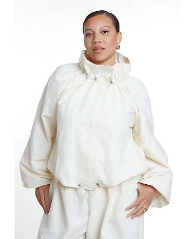 Eloquii Plus Cotton-Blend Drawcord Bomber Jacket