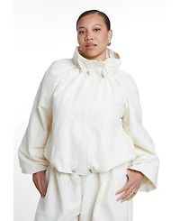 Eloquii Plus Cotton-Blend Drawcord Bomber Jacket