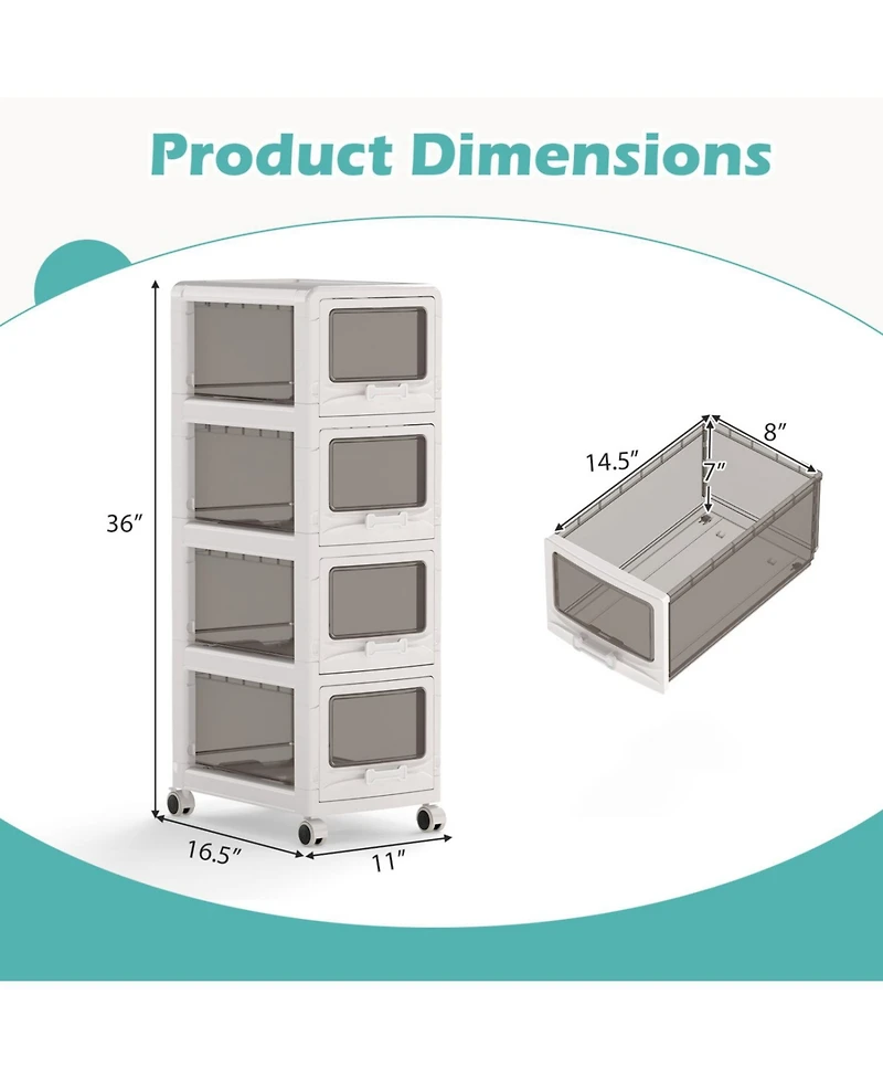 Mecale Rolling Storage Organizer Cart with Locking Wheels