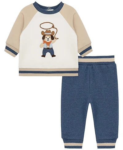 Little Me Baby Boys' Western Pup Active Crewneck Sweatshirt and Pants, 2-Piece Set