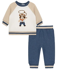 Little Me Baby Boys' Western Pup Active Crewneck Sweatshirt and Pants, 2-Piece Set