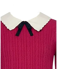 Hope & Henry Little Girls 6-12 Organic Collared French Cable Sweater Dress