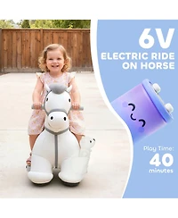 Qaba 6V Battery-Powered Ride-On Horse with Music, 55 Lbs. Capacity, Ages 1.5+