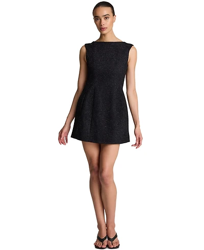 Kenneth Cole Women's Boat-Neck Scoop-Back Tweed Mini Dress