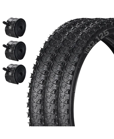 Yescom 16" x 2.125" Mountain Tread Tire and Tube Set, 3-Piece