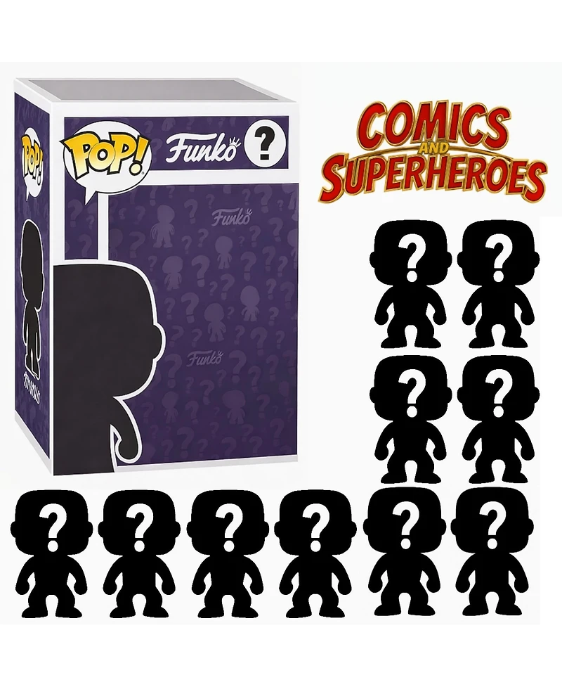 Funko Pop! Comics and Superheroes Blind Box 10-Piece Vinyl Figure Set, Ages 4+