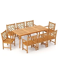 Mecale 79-Inch Acacia Wood Outdoor Dining Table for 8 with Umbrella Hole