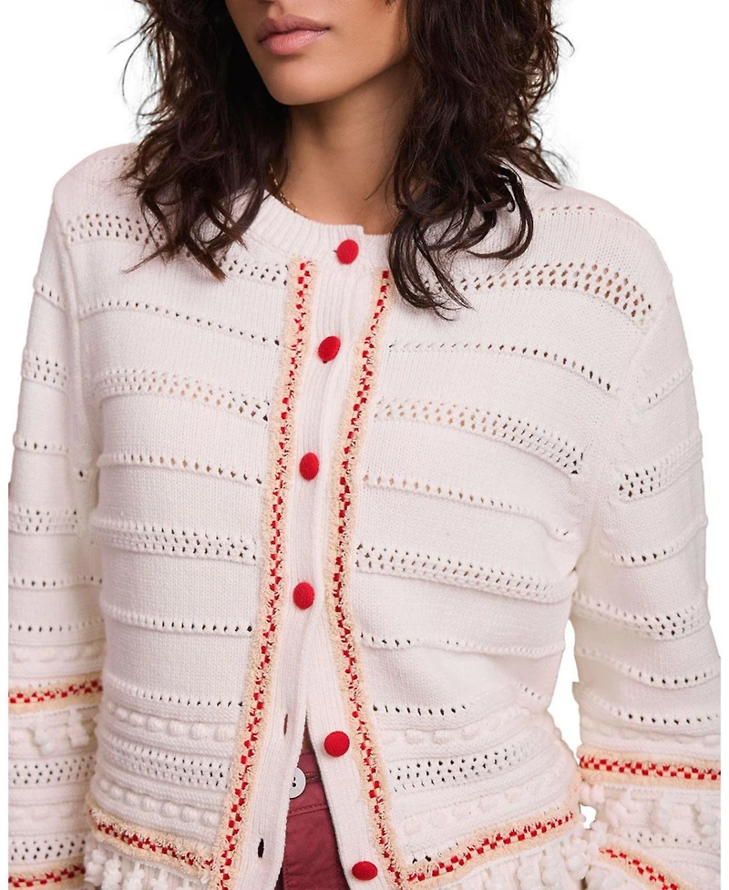 Mint Velvet Women's Cotton Blend Tassel Cardigan