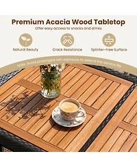 Gymax 7-Piece Pe Wicker Bar Set With Bar Height Table 6 Cushioned Stools for Yard Outdoor