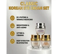 Lovery Ultimate Korean Eye Care Trio - Koean Skincare Collagen and Vitamin C and 24K Gold Anti-Aging Eye Cream Set