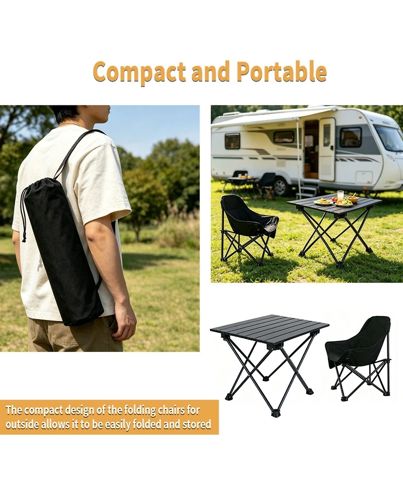 Piscifun Folding Camping Chair Table Set 600D Oxford Fabric Portable Carry Bag Outdoor Patio Beach Fishing