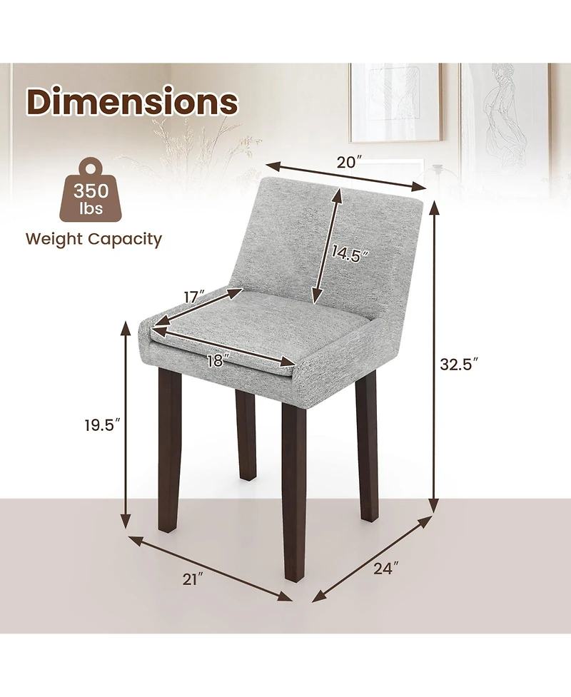Gouun Modern Upholstered Fabric Side Chairs Set of 2, Padded Seat