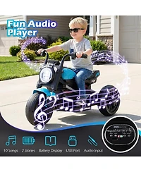 Hongge 6V Kids Electric Ride-On Motorcycle with Led Headlight, Music and Three-Wheel Design, Supports up to 66 lbs, Ages 3-5