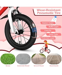 Hongge 14-Inch Kids Bike with Training Wheels Helmet and Protective Gear Set Ages 3-5