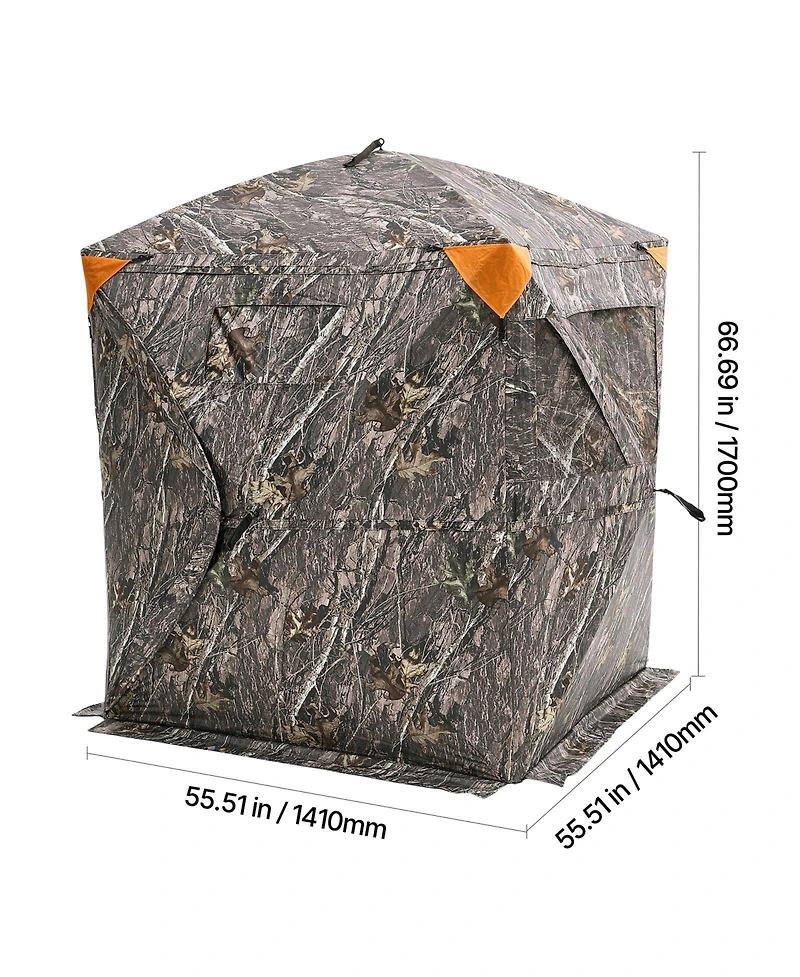 Hongge Pop Up Hunting Ground Blind 270 Degree View 55.5 x 55.9 x 66.7 inches for 1 to 2 Hunters with Carry Bag