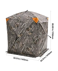 Hongge Pop Up Hunting Ground Blind 270 Degree View 55.5 x 55.9 x 66.7 inches for 1 to 2 Hunters with Carry Bag