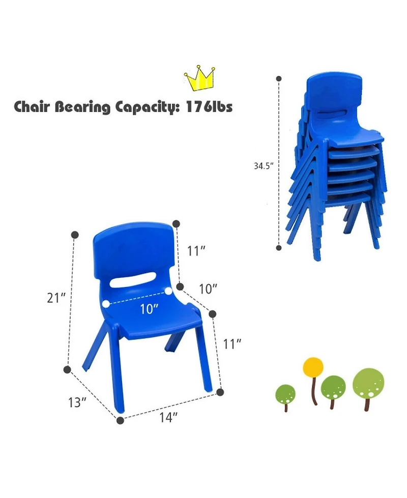 Gouun Set of 6 Kids Stackable Plastic Classroom Chairs