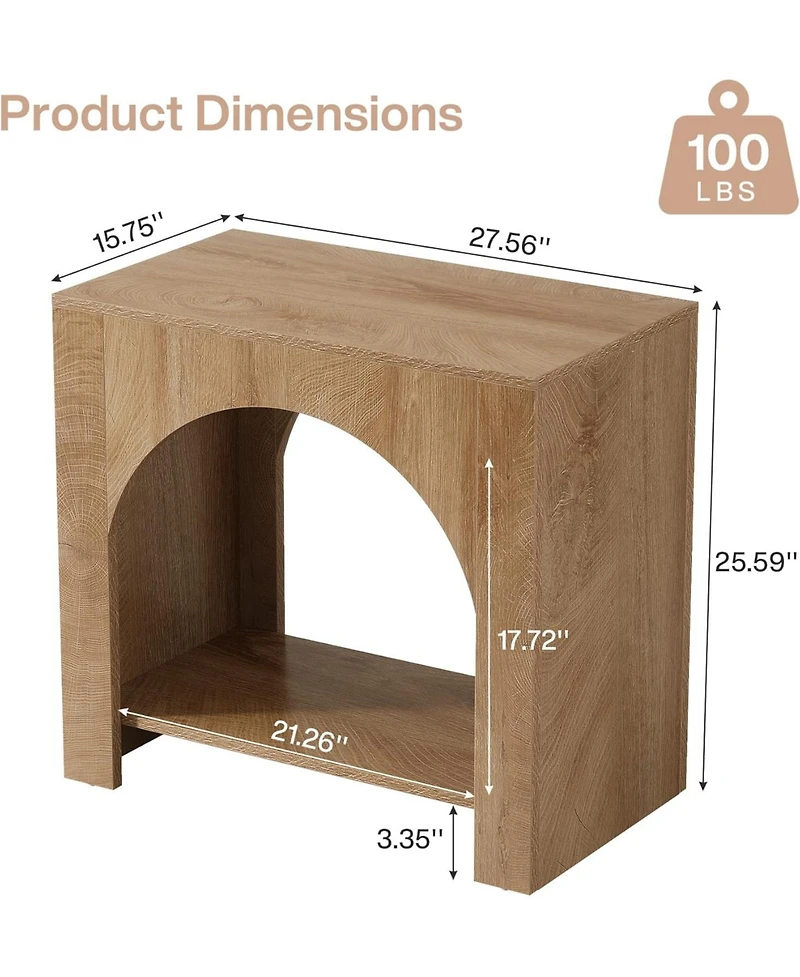 Tribesigns Farmhouse End Table with Pedestal Base