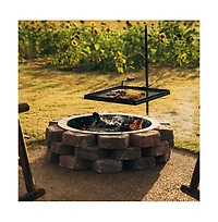 Piscifun Adjustable Swivel Steel Mesh Grill Grate With Spike Pole Portable Open Fire Camping Bbq