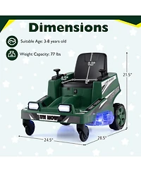 Hongge 12V Ride-On Mower with Spinning Blades and Led Lights, 77 lbs., Ages 3–8
