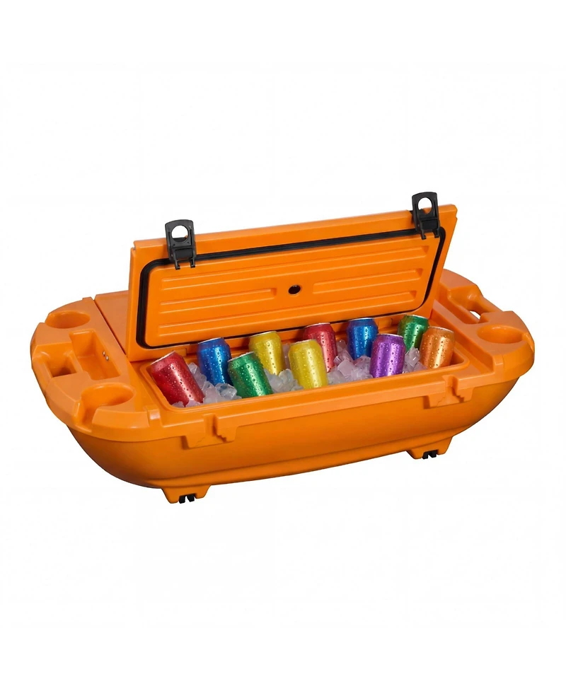 Hongge Amphibious 40 Quart Floating Cooler with Dry Storage and Tow Rope for Lake River and Pool