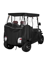 Hongge Visible Full Enclosure Golf Cart Cover for 2-Passenger Carts with Clear Windshield and Windproof Hooks