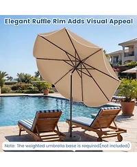 Gouun 10 feet Scalloped Solar Patio Umbrella with 24 Led Lights and Tilt