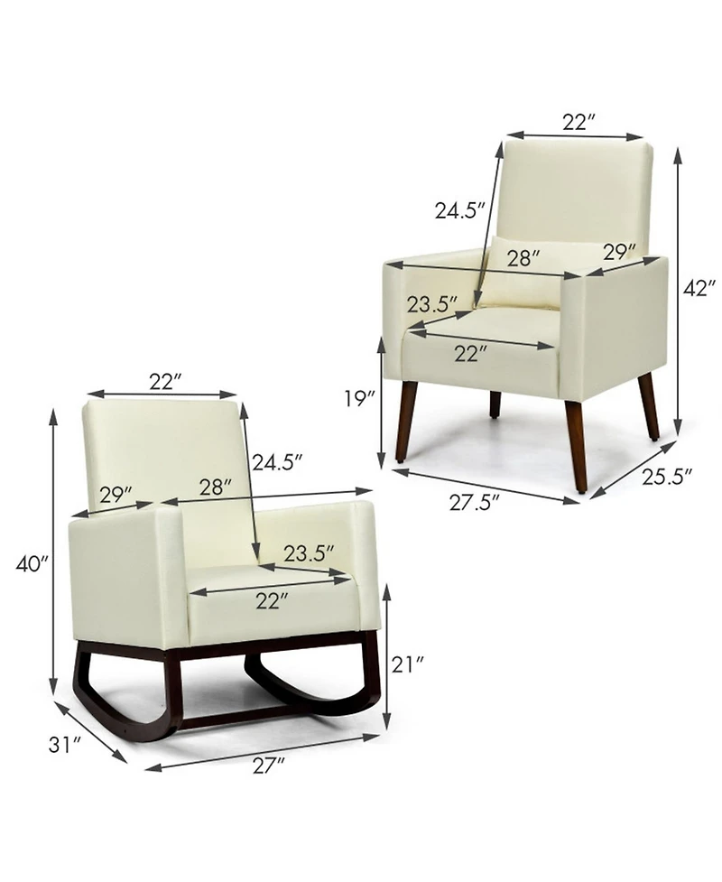 Gouun 2-in-1 Convertible Rocking and Stationary Upholstered Armchair