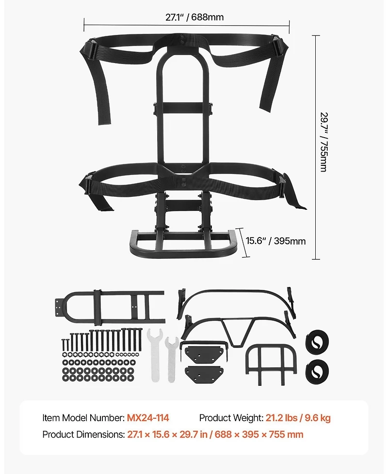 Sugift Golf Cart Rear Seat Bag Holder in Carbon Steel No-Drilling Installation
