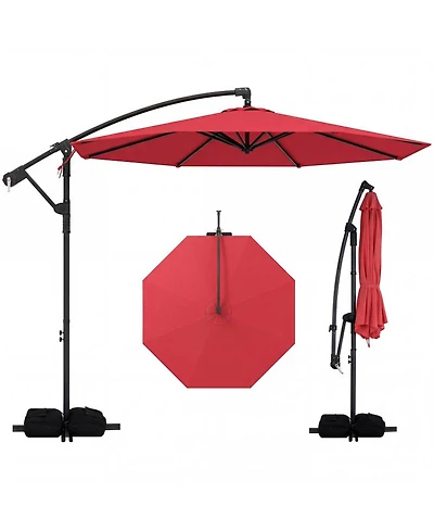 Gouun 10-Foot Offset Cantilever Patio Umbrella with Included Base
