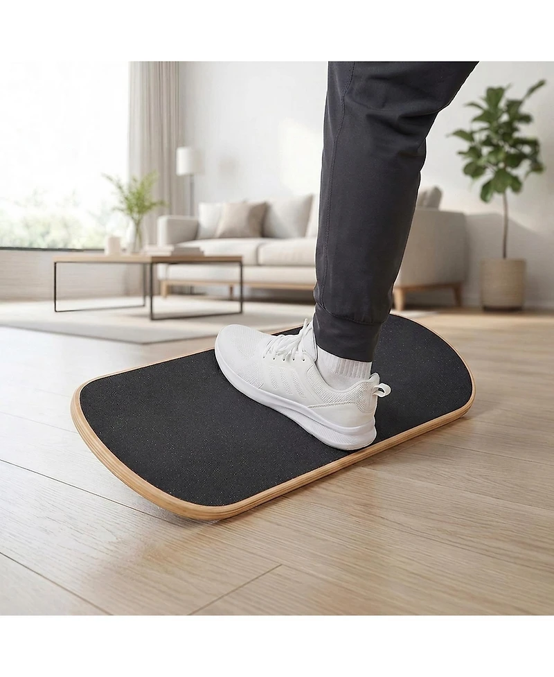 Hongge Adjustable Wobble Balance Board 28 in Wooden Trainer with 3-Level Base for Core Workouts and Standing Desks